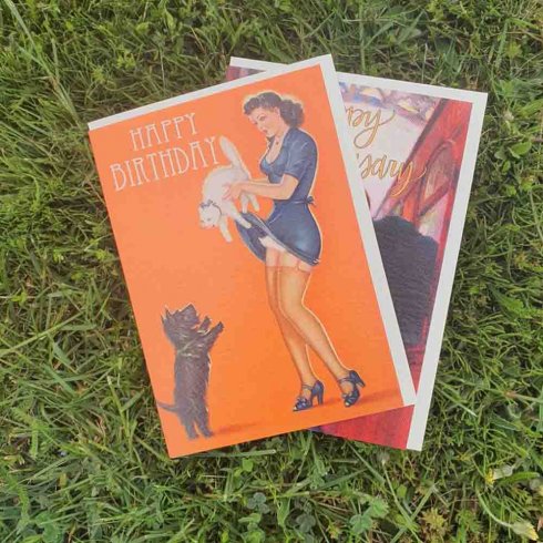 Dobbel bursdagskort «Cat And a Dog»
