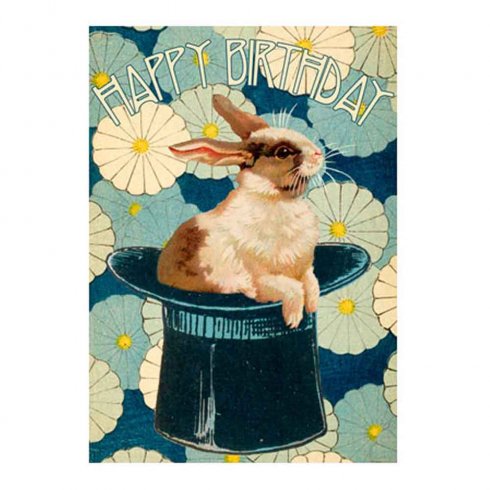 Dobbel bursdagskort: «Happy Birthday» med kanin