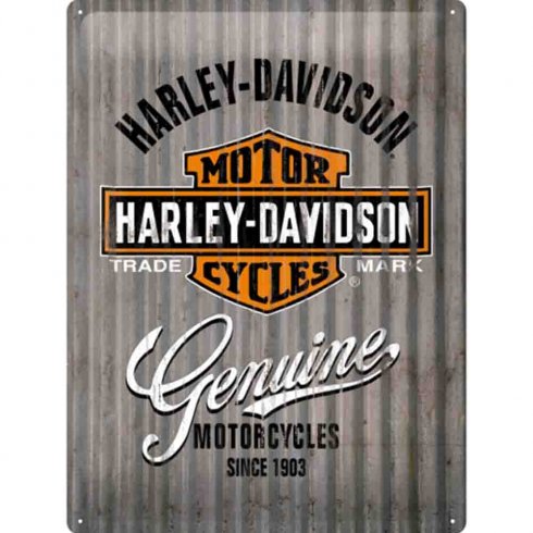 Harley Davidson-skilt, riflet, 30 x 40 cm