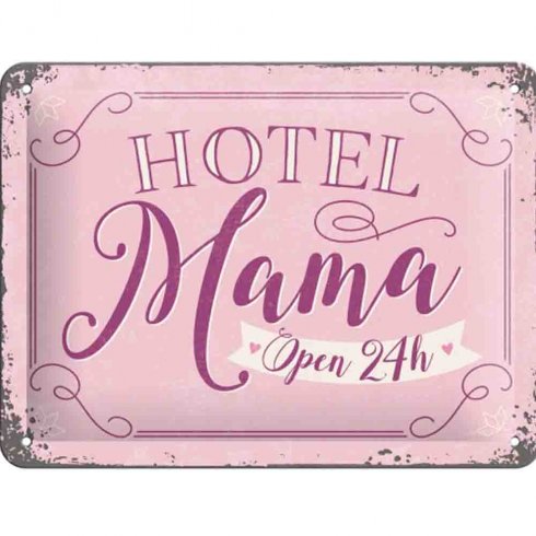 Metallskilt «Hotel Mama» 15 x 20 cm
