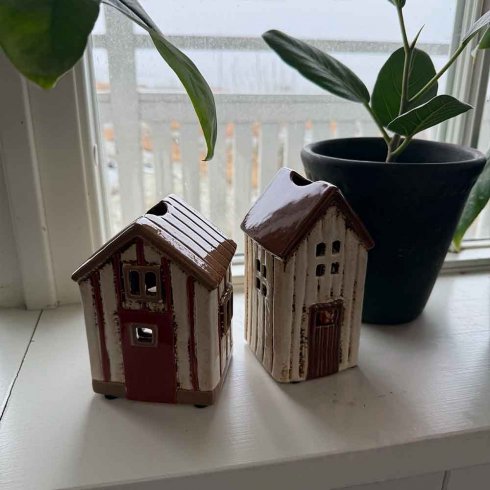 Keramikhus Sjöbod til varmelys, 12,5 cm