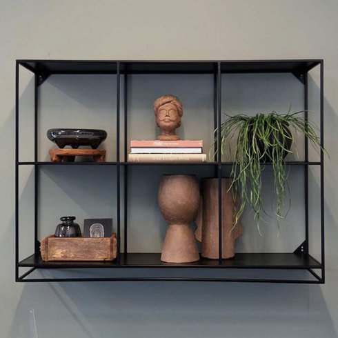 Washington vegghylle med 6 rom, svart - Trademark Living