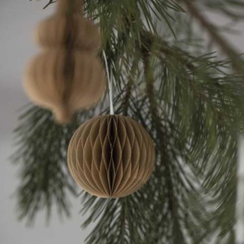 Julekule-klokke i papir med magnet, brun