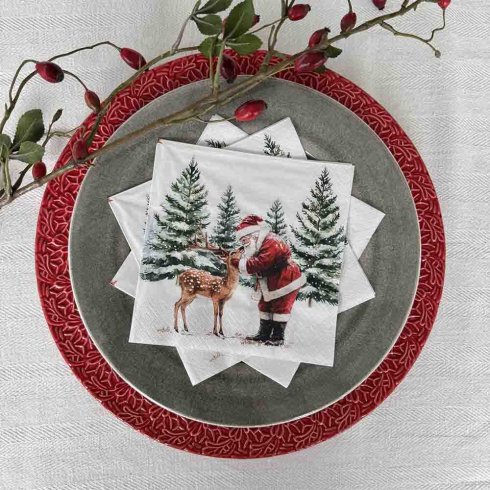 Juleservietter med nisse og hjort