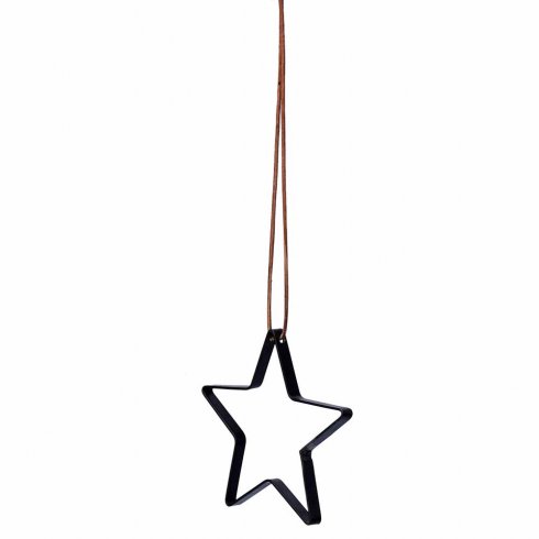 Julestjerne med lærbånd – 17 cm