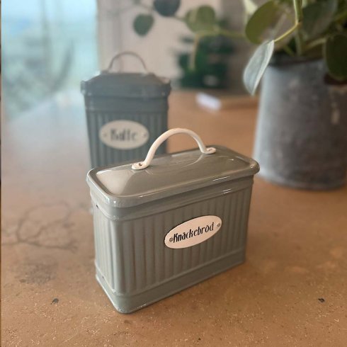 Retro kaffeboks i jern – rektangulær, grønn