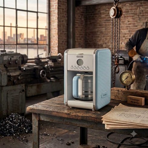 Ariete vintage kaffetrakter i retrostil, blå