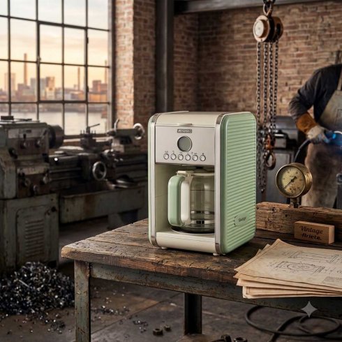 Ariete vintage kaffetrakter i retrostil, grønn