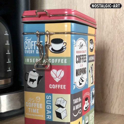 Kaffeboks «coffee in the morning» med trykknapp
