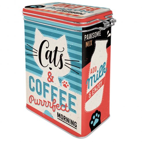 Kaffeboks «Cats & Coffee» med trykkåpning