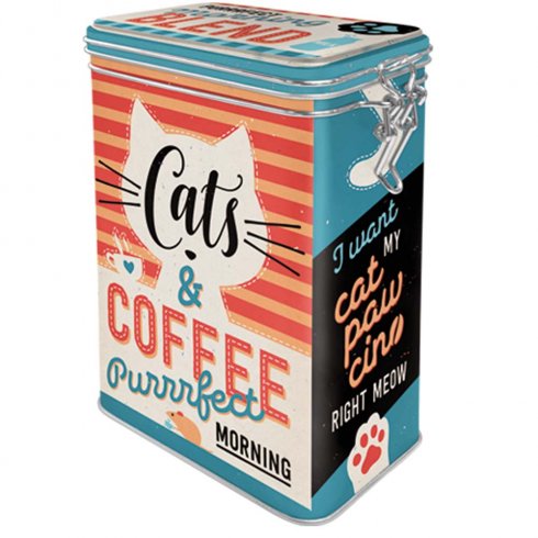 Kaffeboks «Cats & Coffee» med trykkåpning