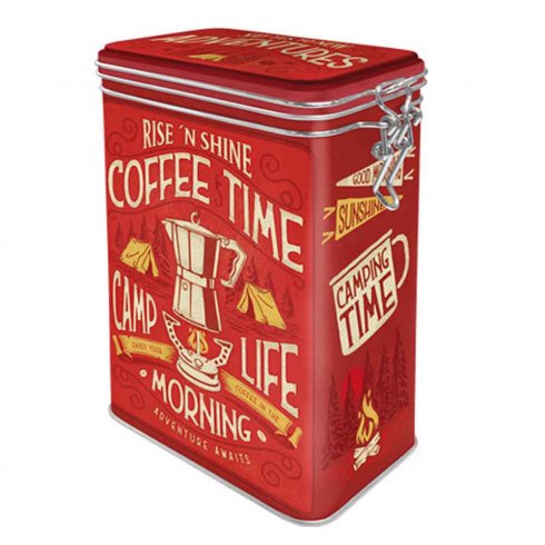 Kaffeboks «Rise and shine Coffeetime» med trykknapp