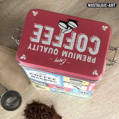 Kaffeboks «coffee in the morning» med trykknapp