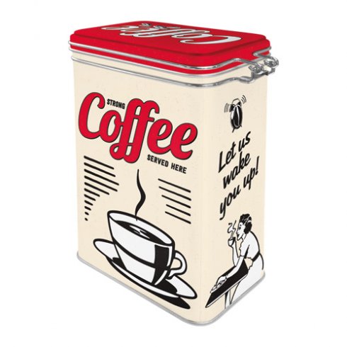 Kaffeburk-kaffe serveres her med knäpplock