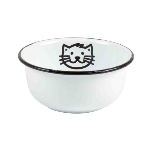 Kattematskål Mini, hvit emalje