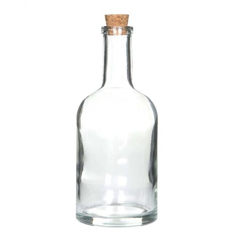 Glassflaske med kork, gjennomsiktig, 400 ml