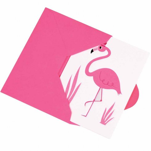 Kort til bursdagen til en gutt med flamingo