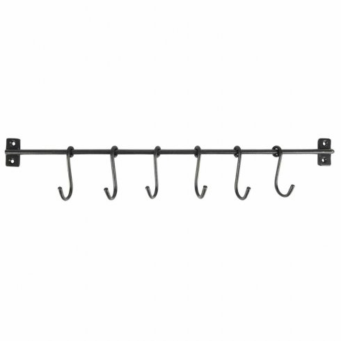 Krokstang med 6 kroker, 50 cm, svart