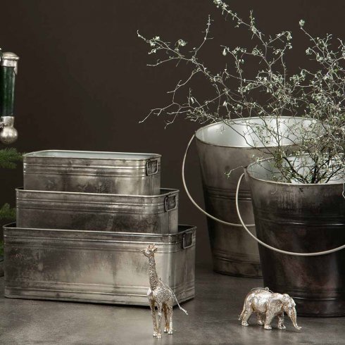 Avlange metallkrukker «Rusty», sett med 3 stk.