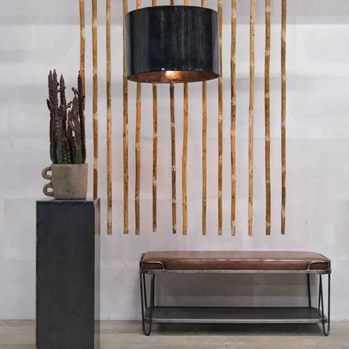 Jernbenk med skinnsete, 118 cm, Trademark Living