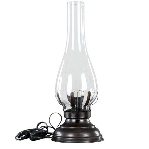 Lampe, elektrisk, antikkbrun