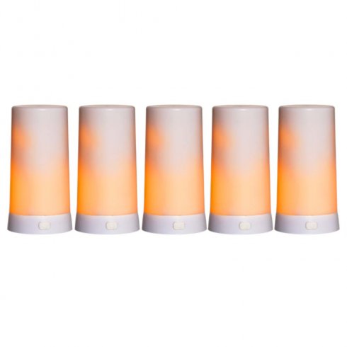 Oppladbare LED-lys med USB uten lader, 5 sett