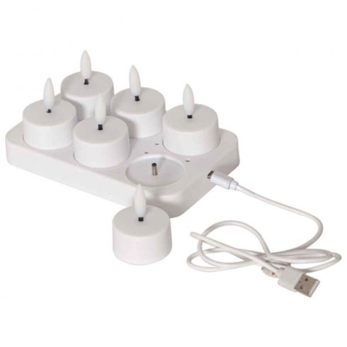 LED-oppladbare stearinlys, 6-pakning