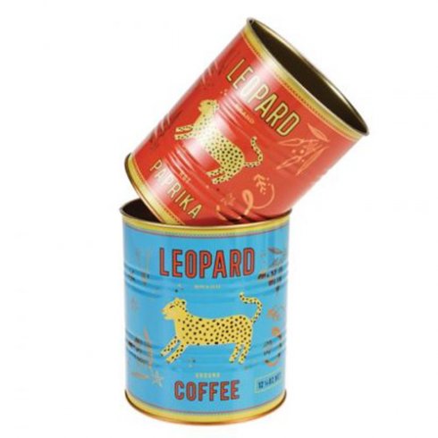 Krukke / blikkboks, 2-pakk Leopard