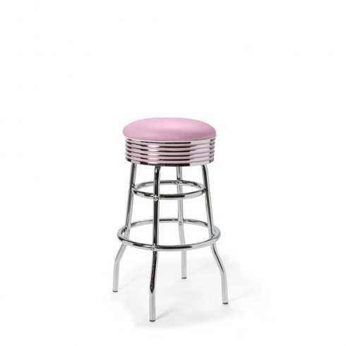 Diner barstol vintage utan rygg rosa