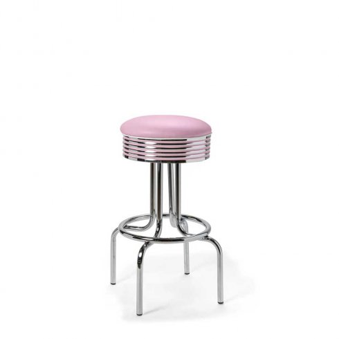 Diner barstol retro utan rygg rosa