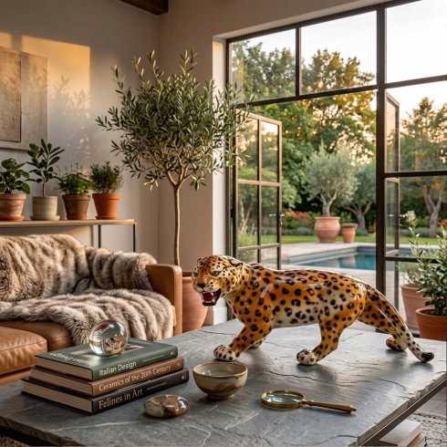 Leopard på jakt – Porselensfigur, 16 cm