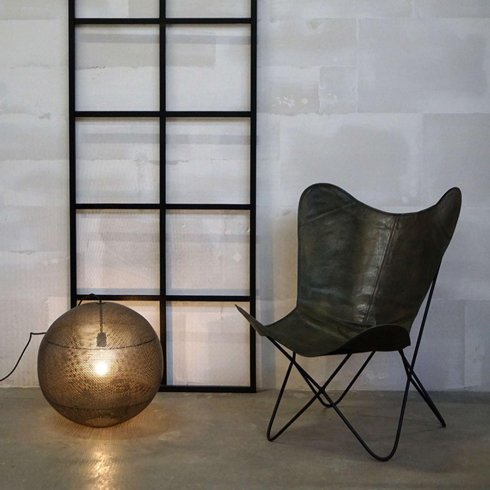 Bohemian-loungestol i grønt skinn fra Trademark Living