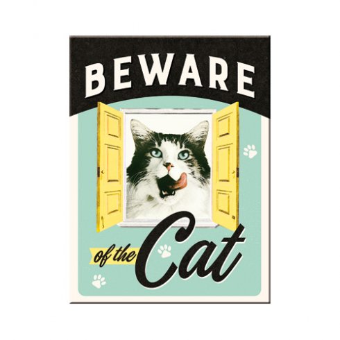 Magnet – pass opp for katten, 6 x 8 cm
