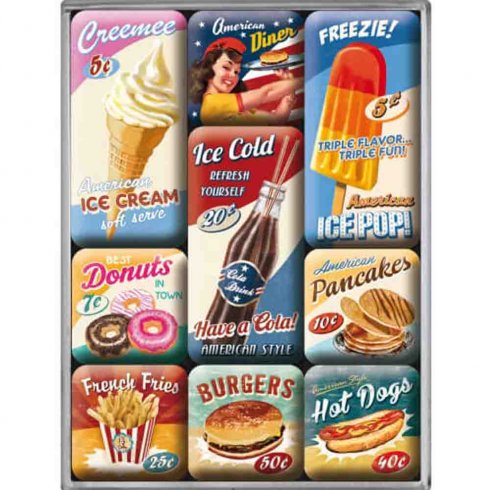 Magnetsett «American Diner» – 9 småmagneter