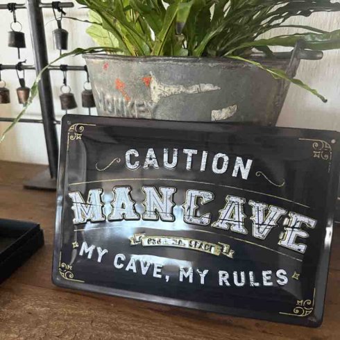 Plateskilt «Caution Mancave» 20 x 30 cm