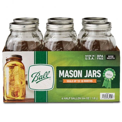 Mason-krukke – Half gallon (1,9 liter) – Bred åpning