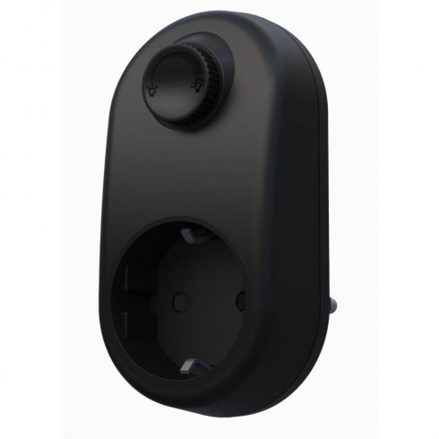 LED-dimmer, svart, stikkontaktmodell, til hjemmet