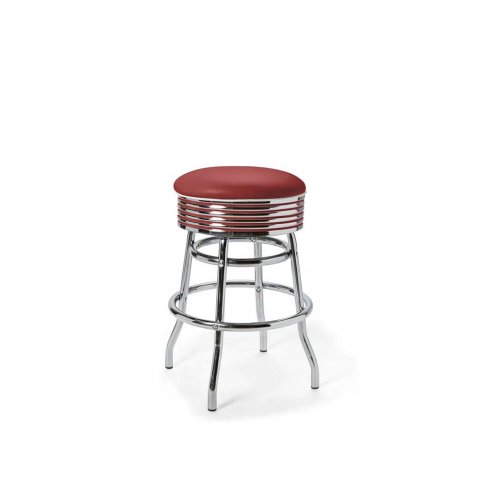Diner barstol vintage 66 cm utan rygg mörkröd