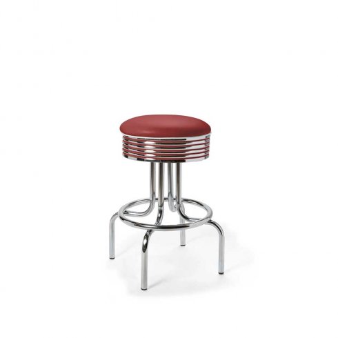 Diner barstol retro 66 cm utan rygg mörkröd
