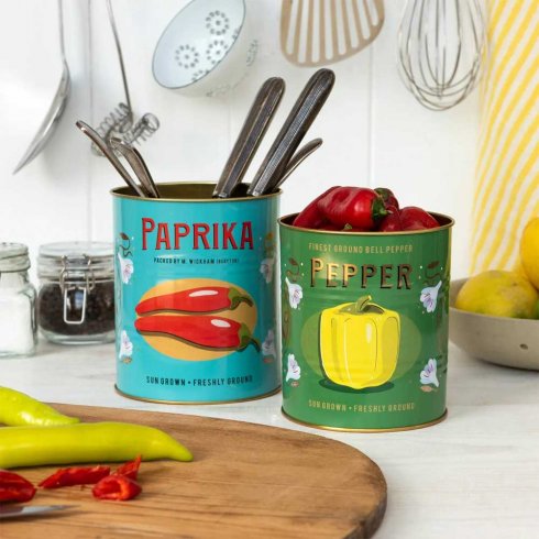 Krukke / blikkboks, 2-pakning: Paprika og pepper
