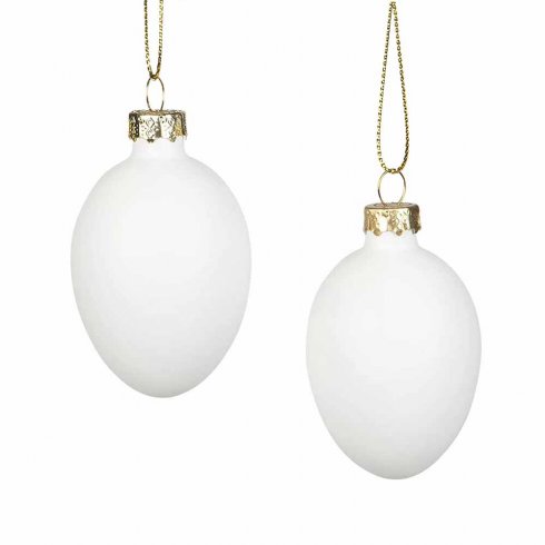 Påskeegg i glass, hvite, 6,5 cm, 6-pakning