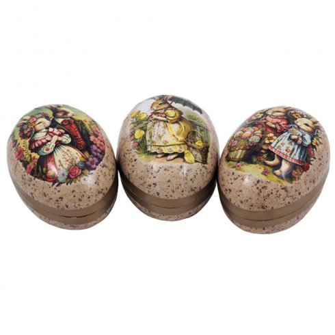 Påskeegg i gammeldags stil, 15 cm, «Family Rabbit» med blomster, 1 stk.