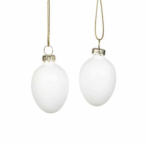 Påskeegg i glass, hvite, 4,5 cm, 6-pakning