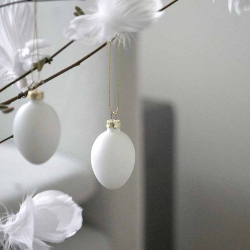 Påskeegg i glass, hvite, 4,5 cm, 6-pakning