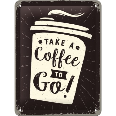 Metallskilt «Coffee to go», 15 x 20 cm
