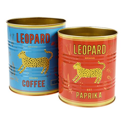 Krukke / blikkboks, 2-pakk Leopard