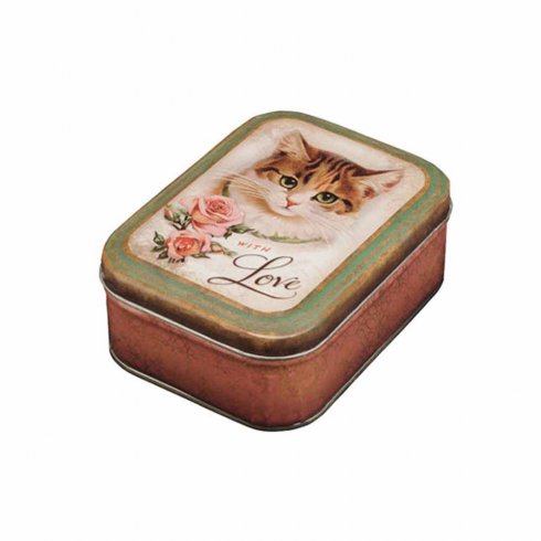 Liten blikkboks «With love» Katt