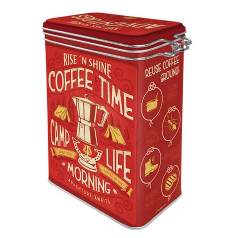 Kaffeboks «Rise and shine Coffeetime» med trykknapp