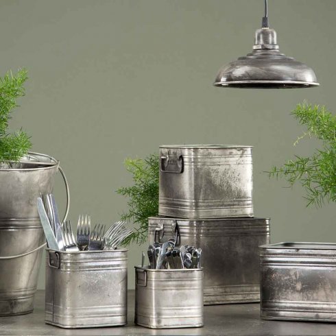 Blikkbeholder Kvadrat Rusty, 2 sett