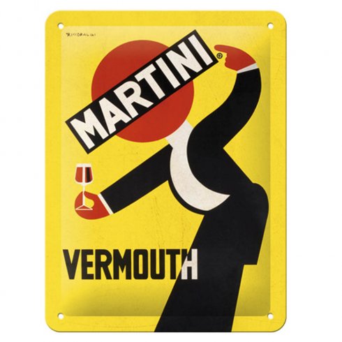 Metallskilt «Martini Vermouth Waiter», 15 x 20 cm